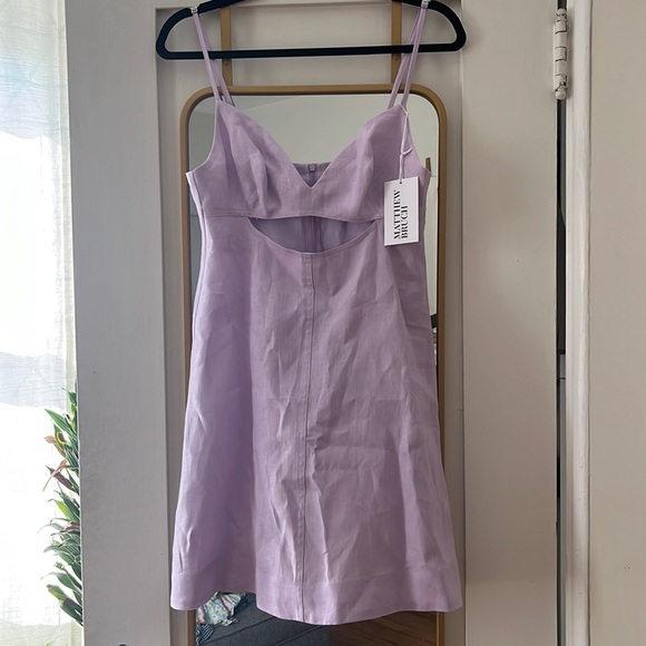 NWT Matthew Bruch Kimmie Cutout Linen Mini Dress - Picture 2 of 6